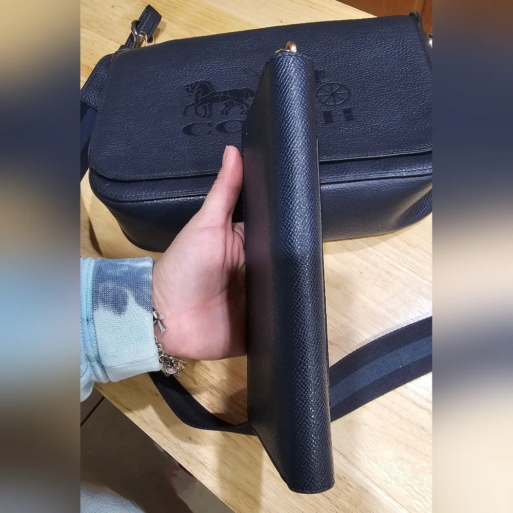 Coach Carriage Navy Blue Pebbled Grain Leather Messenger and Wallet Set EUC - Picture 14 of 16